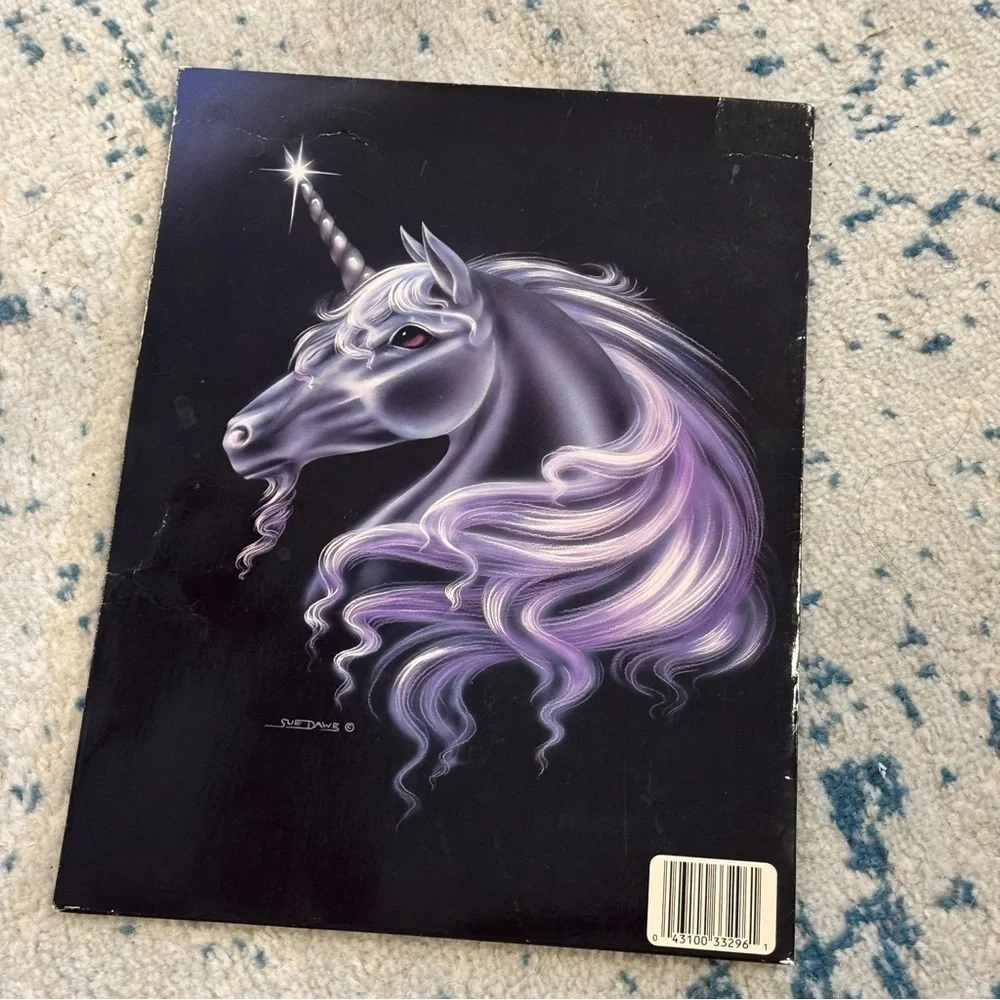 Vintage 80's Susan Sue Dawe Unicorn Portfolio Notebook Binder Folder Made USA